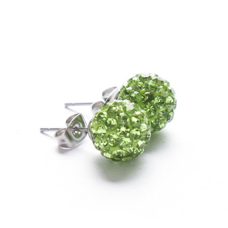 Aros Bola De Fuego Verde Jade 10 Mm